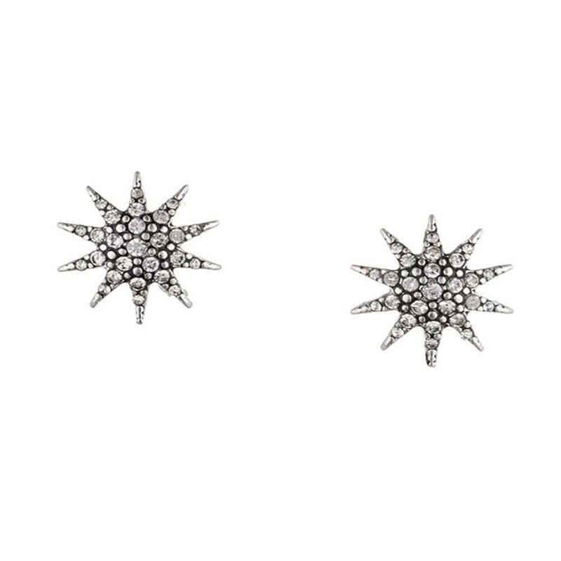 Lulu Frost Electra Stud Earrings Antique Silver | Bridal Edit | Crystals 