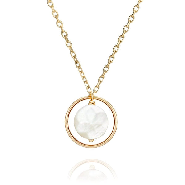Perle de Lune Mother Of Pearl Pastille Ellipse Necklace | 18K Yellow Gold | Mother of Pearl 