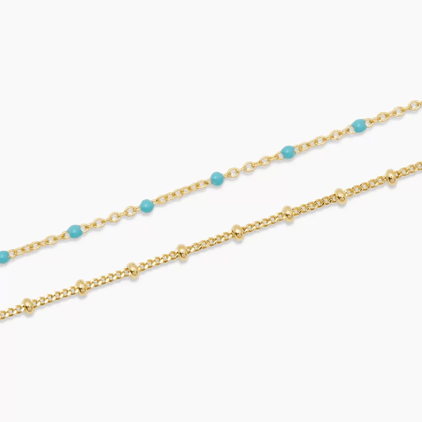 Gold and turquoise layering chain