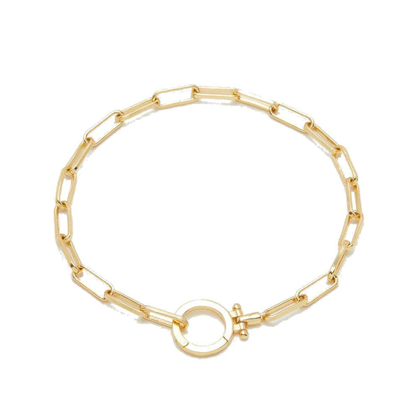 Gorjana gold link bracelet with hinge closure