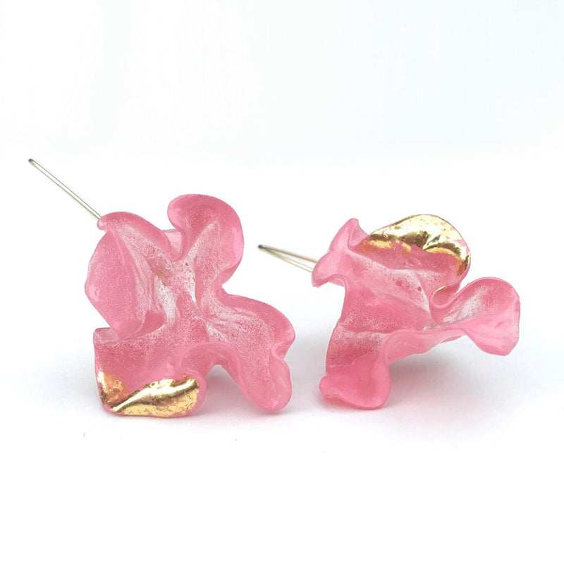 Wink Large Pink Colour Therapy Earrings | 18K Gold plating Brass | Handcrafted Upcycled Plastic