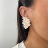 Mignonne Gavigan White Mini Madeline Raffia Earrings