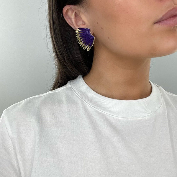 MIGNONNE GAVIGAN PURPLE GOLD MINI MADELINE EARRINGS