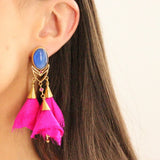 Katerina Makriyianni Fuchsia Blue Blossom Chandeliers Earrings