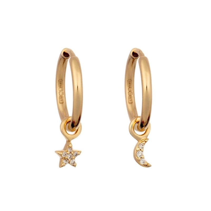 moon and star diamond earrings