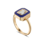 Loulerie White Sapphire Navy Enamel Ring