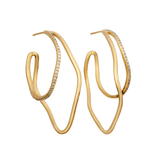 diamond organic wave hoop earrings