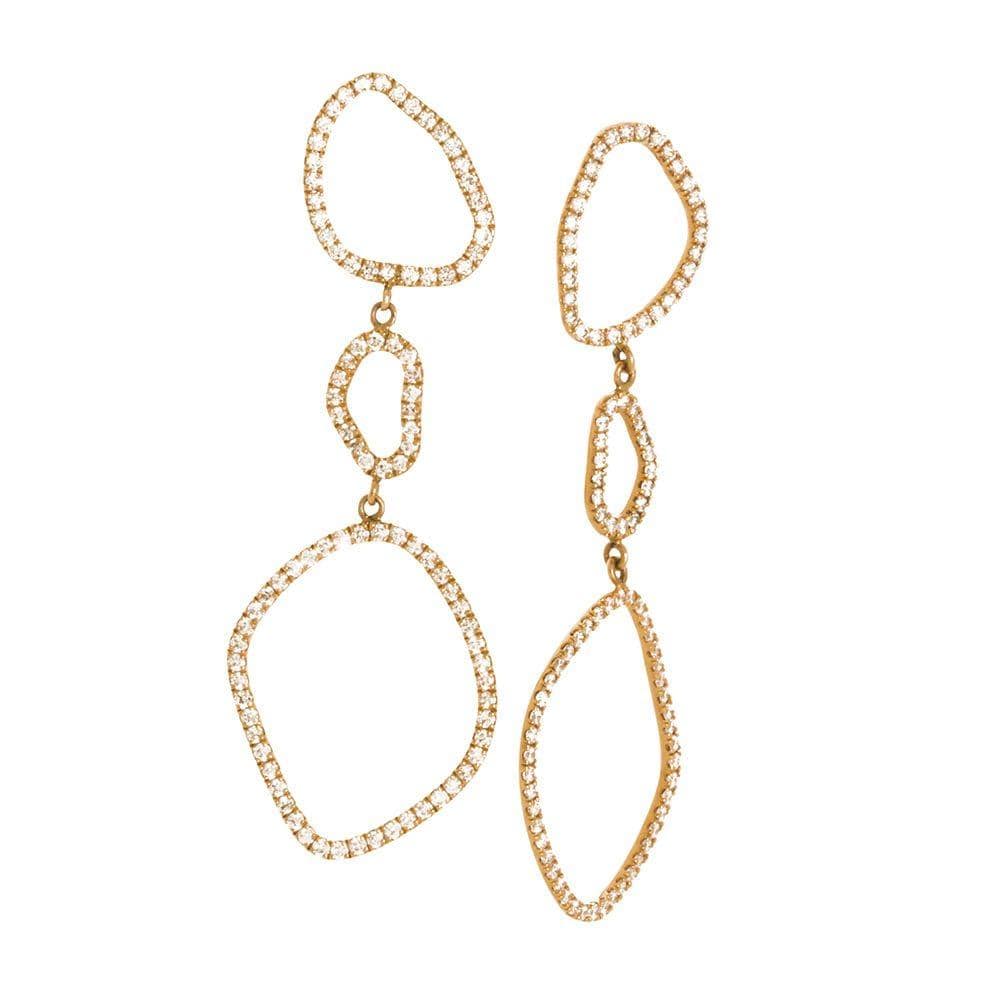 Gold triple wave earrings