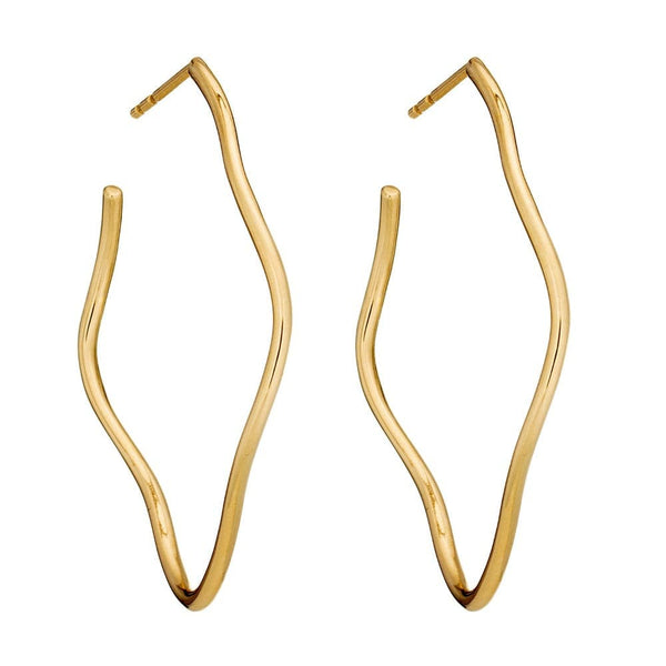 Solid gold wave hoops