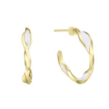 White enamel twist hoops