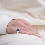 Diamond navy enamel signet ring