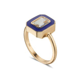 Loulerie white sapphire and navy enamel ring 