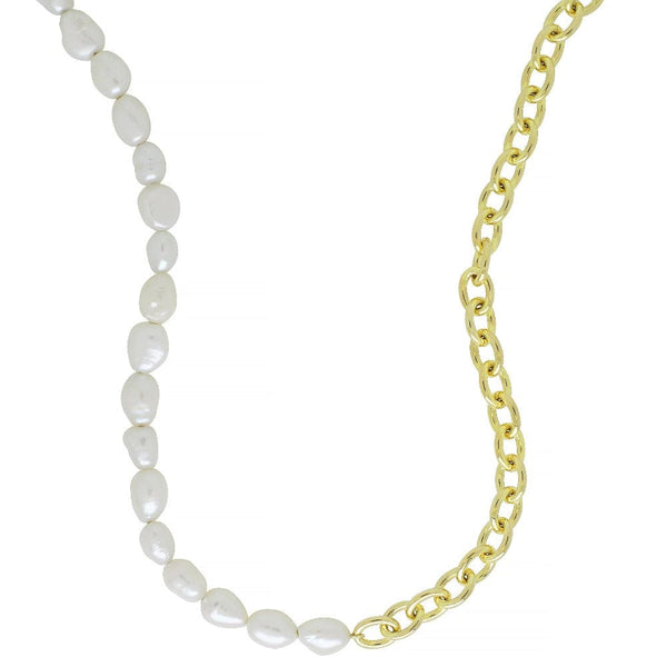 Pearl and gold link necklace  