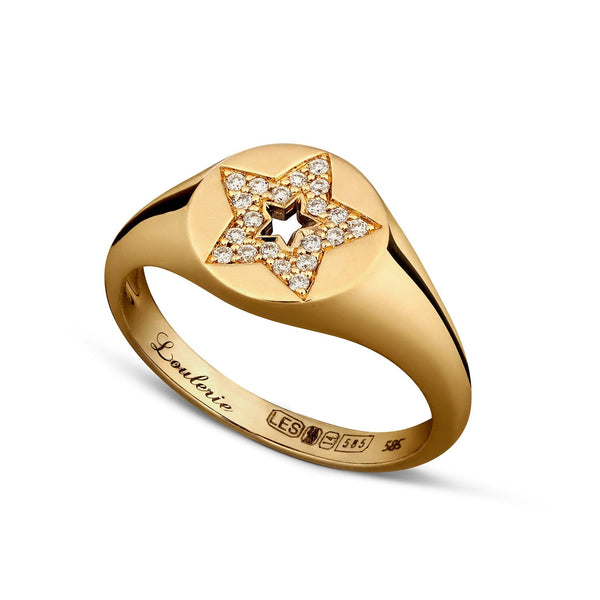 Diamond star signet ring