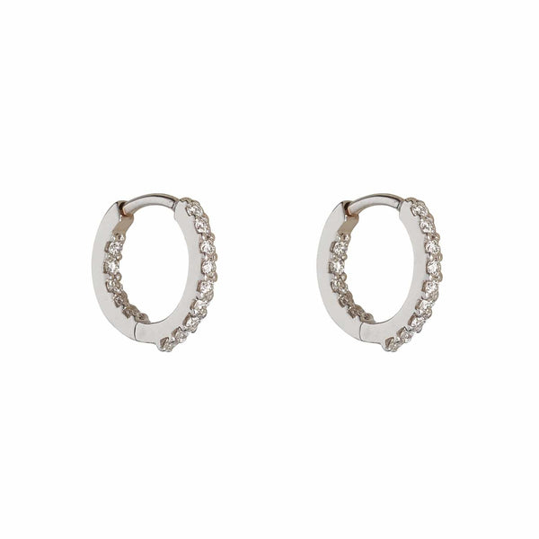 White gold diamond huggie hoops