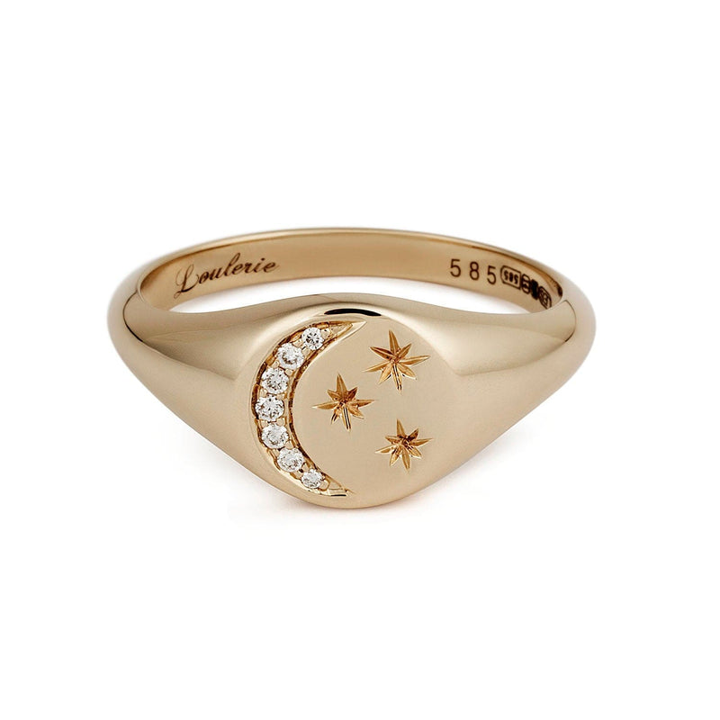 Loulerie Moon And Star Signet Ring