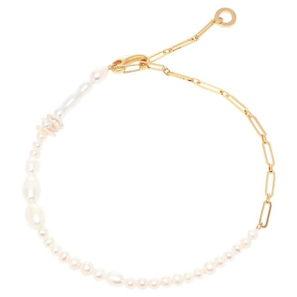 Shop Mignonne Gavigan White Gold Petra Necklace with Pearls | 14k gold plating | Product Image   