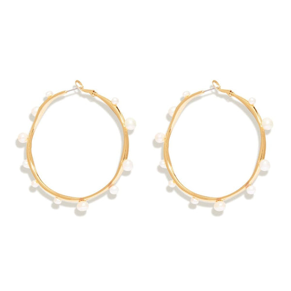 White pearl big hoops