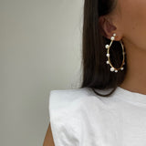 Pearl gold hoops