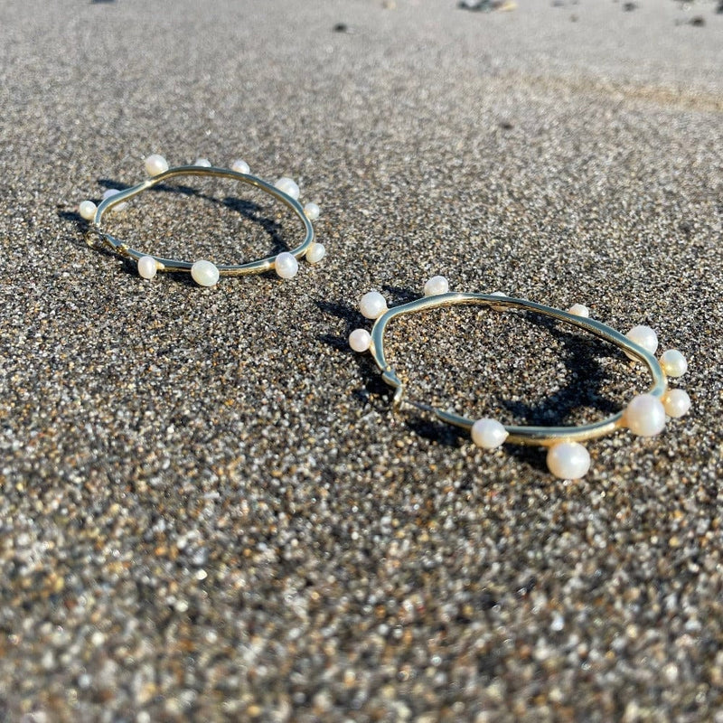 small pearls on big hoops