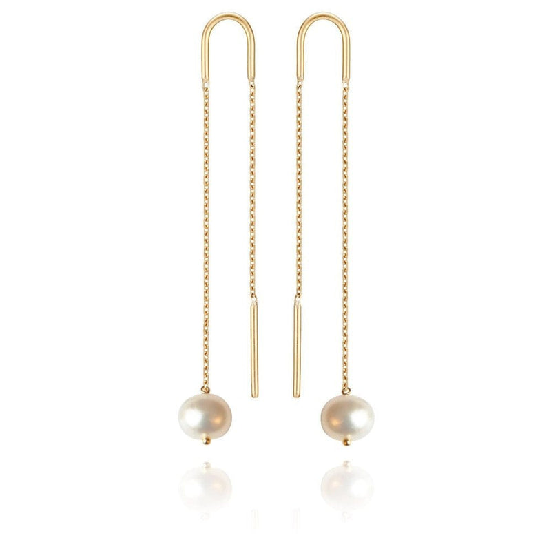 Perle de Lune Large Pearl Long Earrings | 18K Yellow Gold | Freshwater Pearls 