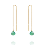 Perle De Lune Green Agate Chain-Through Drop Earrings