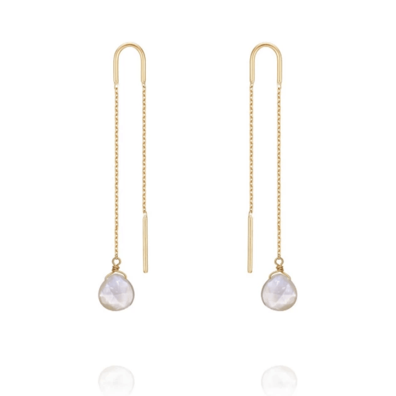 Perle De Lune Mother of Pearl Chain-Through Earrings 18k Gold