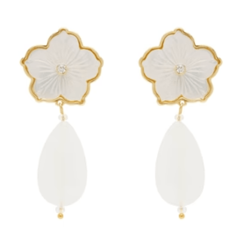 Mother of pearl drop floral earrings