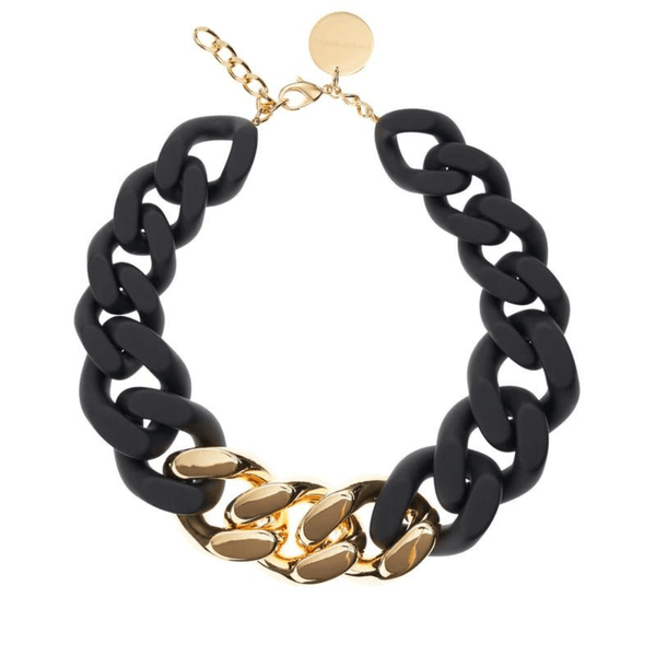 Black chunky gold plated necklace