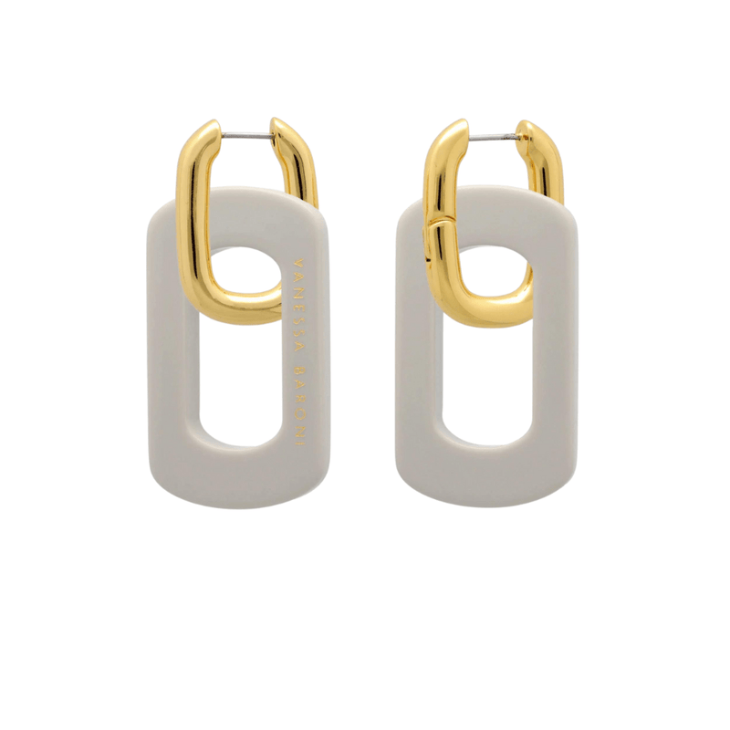Gold plated grey acetate earrings