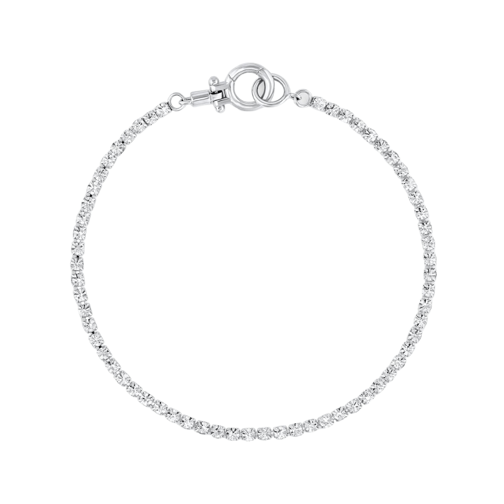 Rhodium crystal beaded bracelet