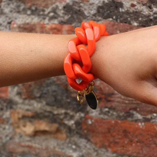 orange chunky chain bracelet