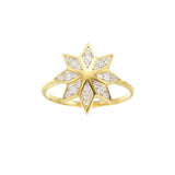 Solid gold white diamond lakshmi ring 