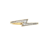 White diamond zap ring yellow gold