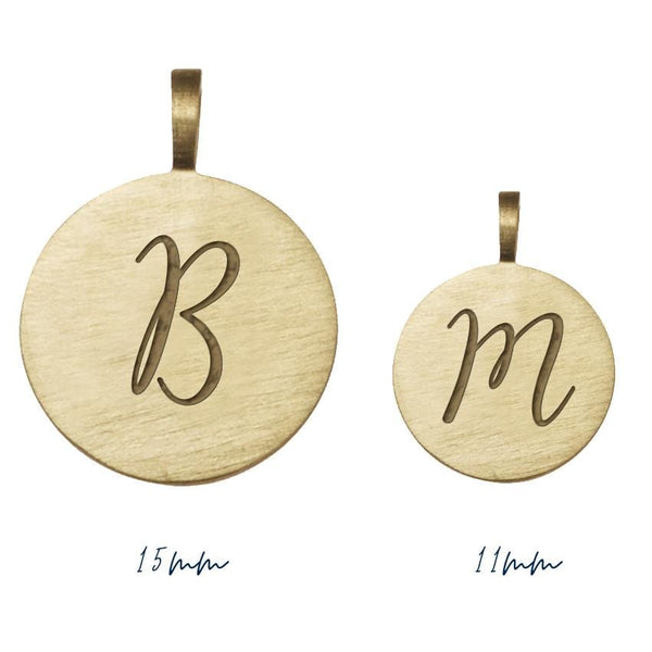 Loulerie 9K Gold Individual Initial Disc (11mm)With The Letter B or Letter M Engraved