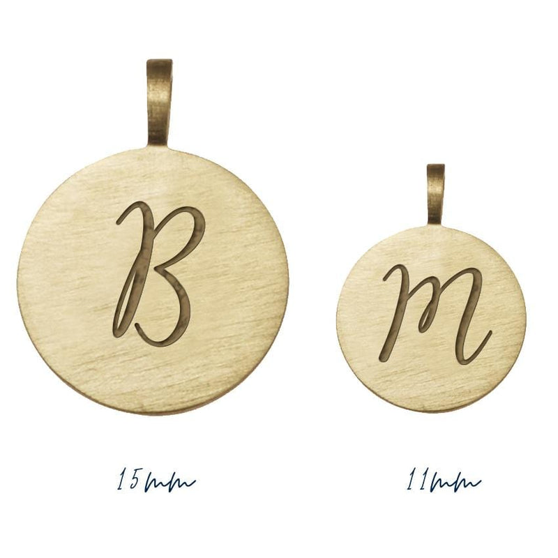 Loulerie 9K Gold Individual Initial Disc (11mm)With The Letter B or Letter M Engraved