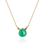 Perle de Lune Small Drop Floating Necklace | 18K Yellow Gold | Green Agate Stone 