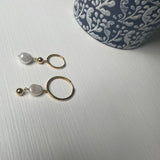 asymmetric gold and pearl earrings