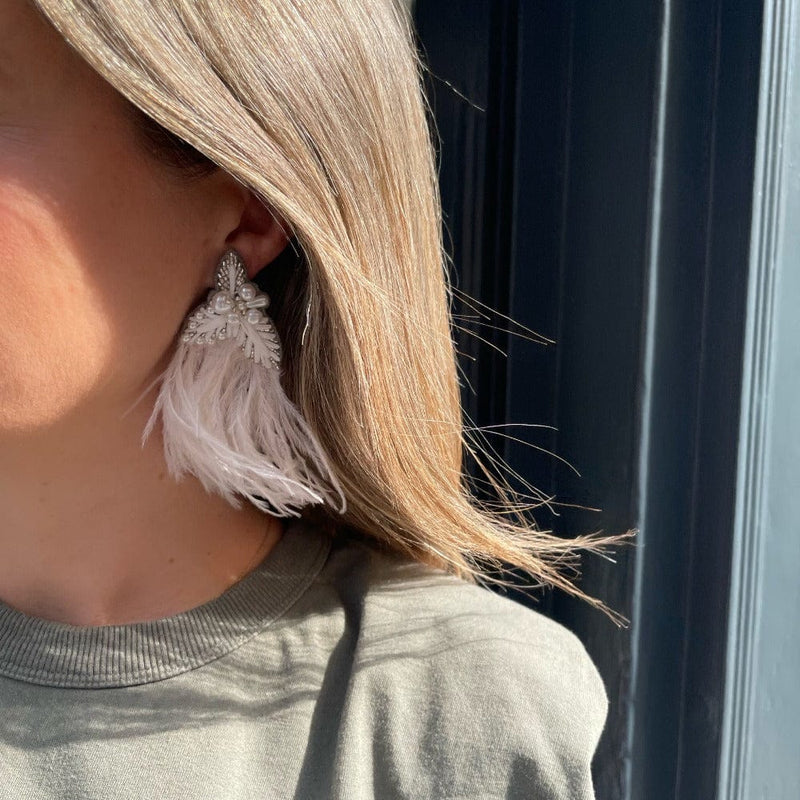 Shop Mignonne Gavigan Grey White Ofelia Lux Earring | Extra Close Up Image 