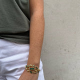 Shop Alexis Bittar Malachite Brut Cluster Cuff Bracelet | Model Image Arm 