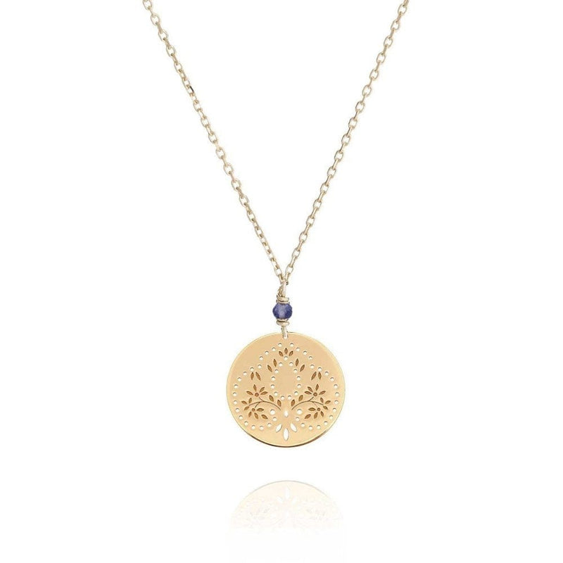 Perle de Lune Iolite Maharani Disc Necklace | 9K Yellow Gold 