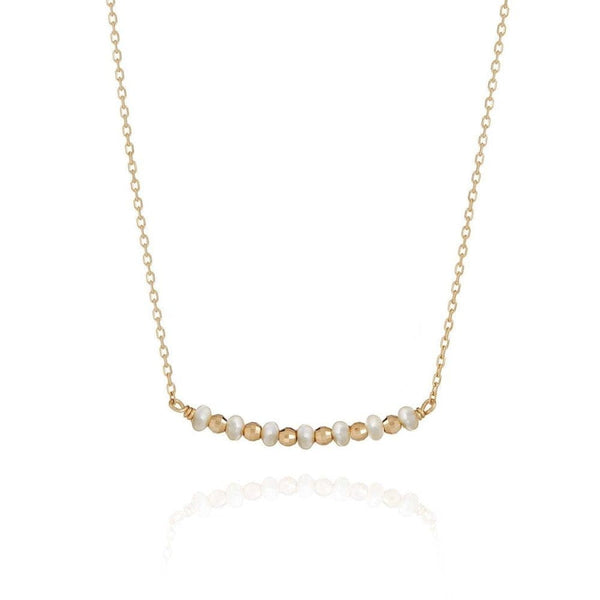 Perle de Lune Pearl Bar Necklace | 18K Gold Plate | Freshwater Pearls 